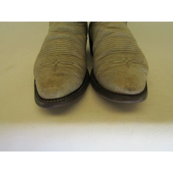 TONY LAMA Mens Size 9 D Two Tone Gray Leather Bullhide Cowboy Boots Gold Label main image 11